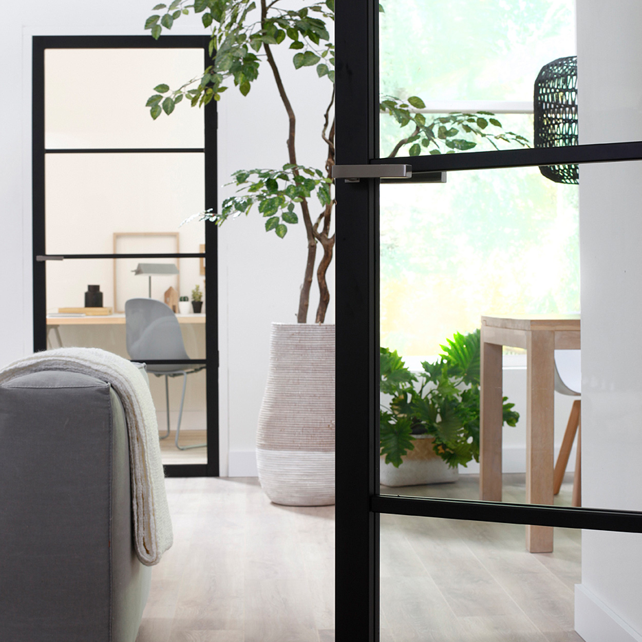Binnendeur Skantrae SSL 14509 Blank Glas Zwart Gelakt